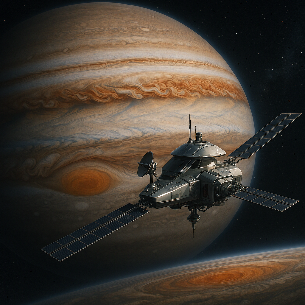 Observatoire en orbite autour de la Grande Tache Rouge de Jupiter